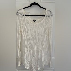 Express Long White Knit Top